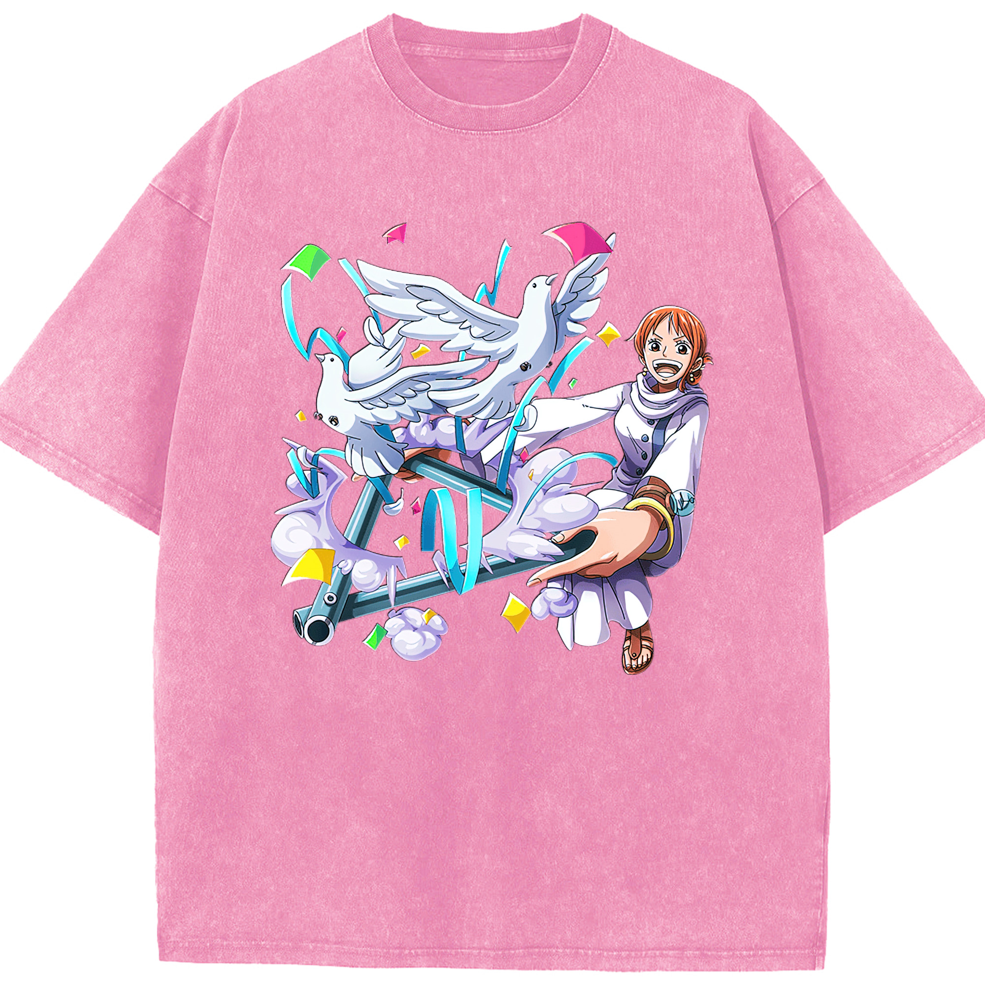 ワンピース ナミ ONE PIECE Nami 綿100% ヴィンテージ風 半袖Tシャツ（フロントプリント）